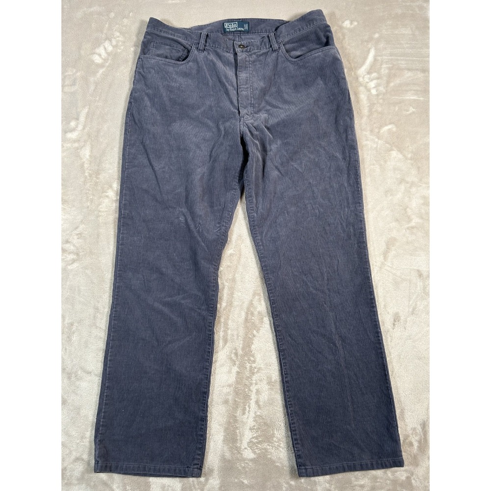 VTG 90s Polo Ralph Lauren Pants Mens 38x30 Blue Corduroy Classic Chino 5-Pocket - Picture 2 of 16
